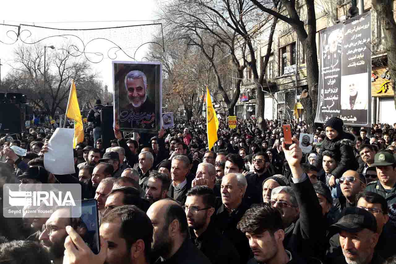 راهپیمایی و عزاداری انقلابی مردم تبریز در پی شهادت سردار سلیمانی
