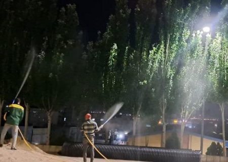 تداوم عملیات سم‌پاشی بهاره درختان در سطح منطقه ۷ تبریز